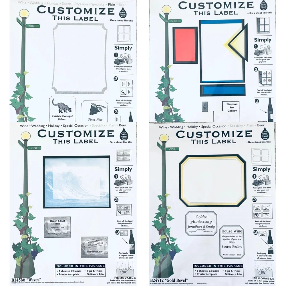 220 Customizable Labels for Beer or Wine Bottles Home-brewing Self Adhesive